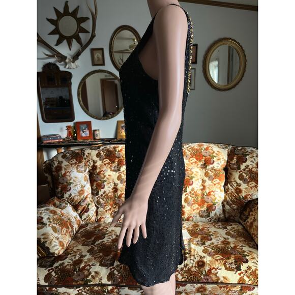 Mark & John by B2 Black Beaded Silk Cocktail Dress - Picture 6 of 9